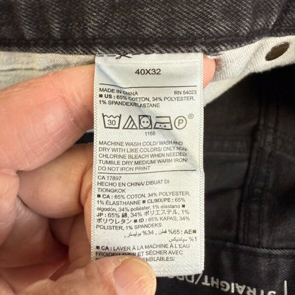 Old Navy Black Straight Leg Denim Jeans Mens Size 40x32 - Picture 4 of 5